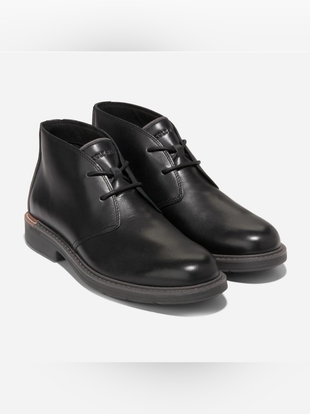 Cole Haan Black Leather Go-To Lace Chukka Boots Size 7.5
